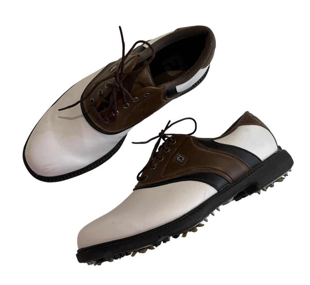 FootJoy Mens 8.5M Comfort Golf Shoes Brown White Lace Up Saddle Oxford 45330